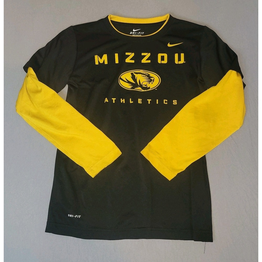Mizzou Missouri Tigers Shirt Boys 10/12 M Nike Dri Fit Long Sleeve Layered
